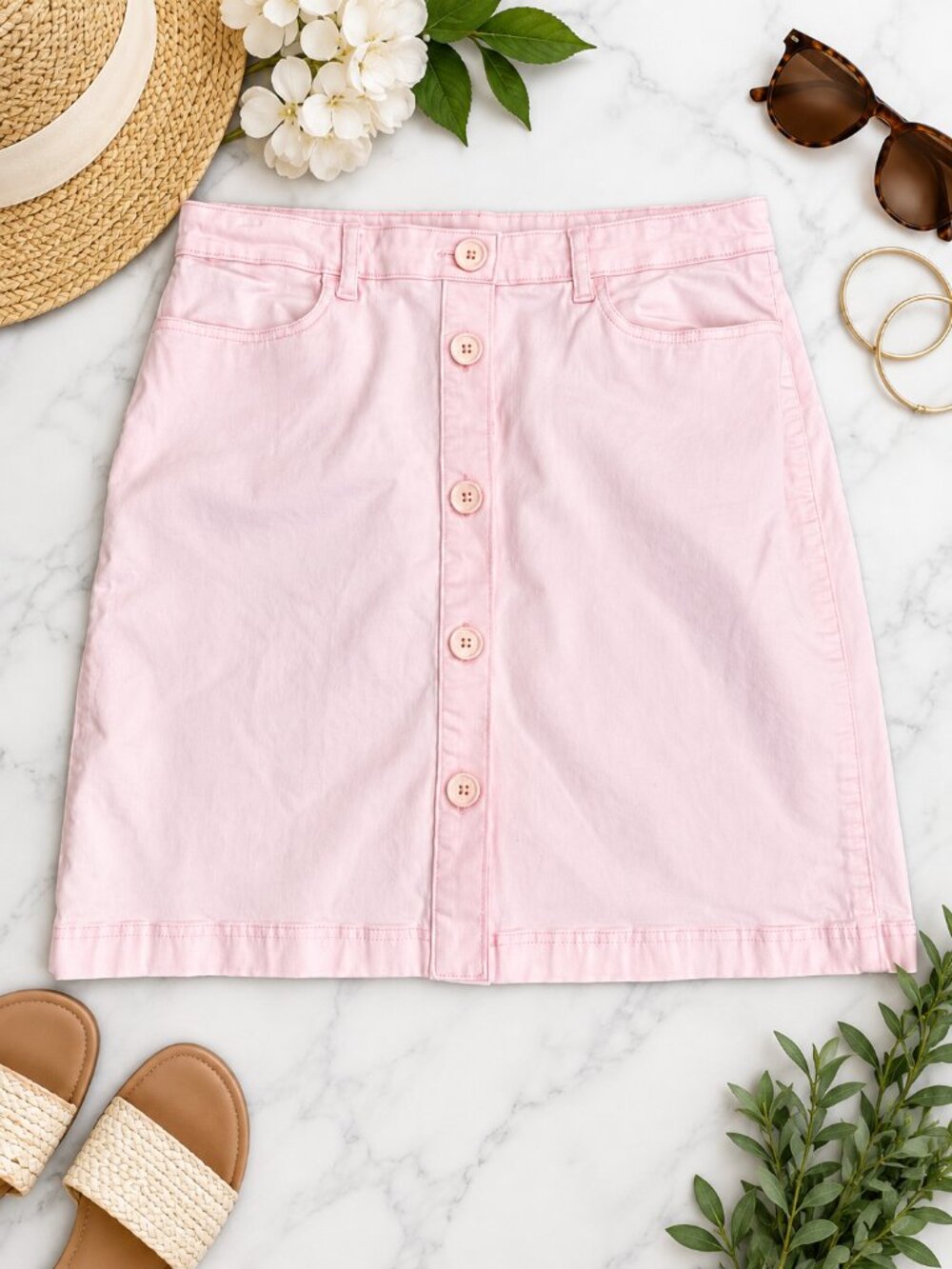 Brooks Brothers Pink Button Front A-Line Skirt Size 12 Preppy